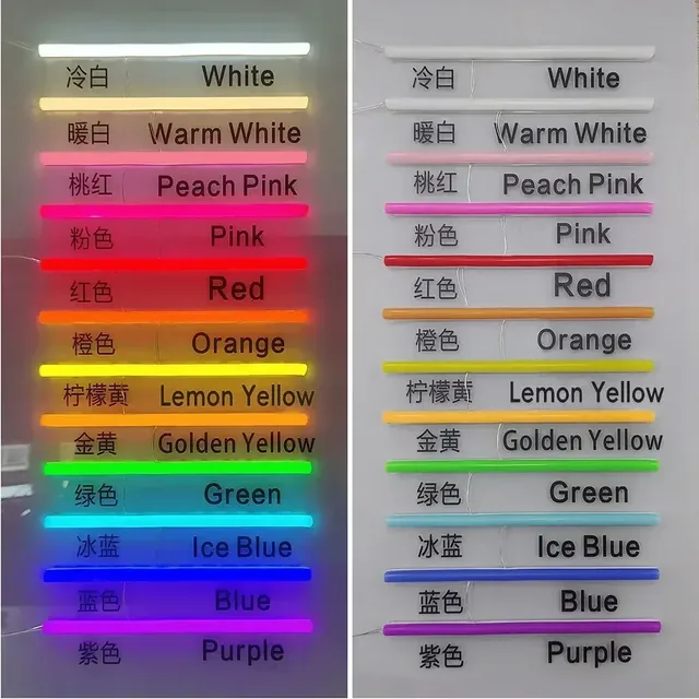 Neon light colour reference