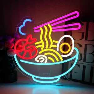 Ramen Neon Sign for Wall Decor Seafood Noodles Dimmable Led Signs